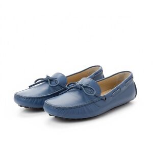 M Gemi Blue Moccasin Leather Tie Loafers Driving Shoes Blue 37.5 US 7 Comfort